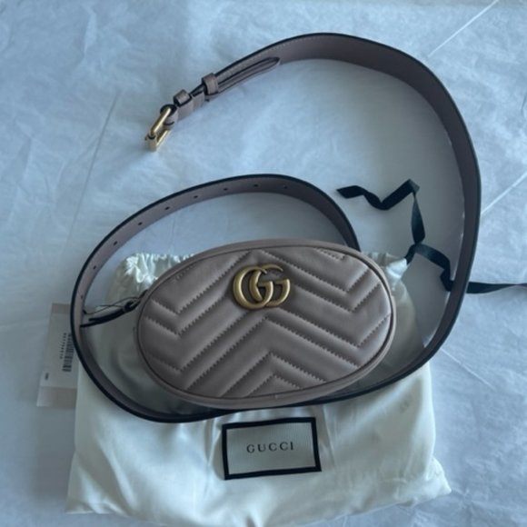 Gucci GG Marmont Belt Bag Matelasse Leather Gold Handbag Chevron Rose Bag New main image 7